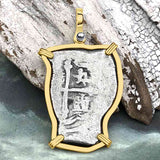 1715 Fleet Shipwreck Golden Age of Piracy Spanish 4 Reale Piece of 8 14K Gold Pendant
