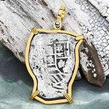 1715 Fleet Shipwreck Golden Age of Piracy Spanish 4 Reale Piece of 8 14K Gold Pendant