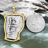 1715 Fleet Shipwreck Golden Age of Piracy Spanish 4 Reale Piece of 8 14K Gold Pendant
