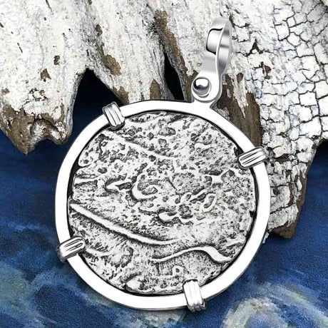 Taj Mahal Sunken Treasure - Arthur C Clarke's 1702 Shipwreck 1 Rupee Silver Coin Pendant