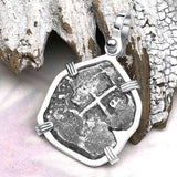 Pirate Era 1732 Spanish 1 Reale Piece of Eight Sterling Silver Pendant