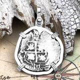 Pirate Era 1663 Spanish 1 Reale Piece of Eight Sterling Silver Pendant