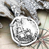 Pirate Era 1663 Spanish 1 Reale Piece of Eight Sterling Silver Pendant