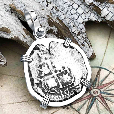 Pirate Era 1663 Spanish 1 Reale Piece of Eight Sterling Silver Pendant