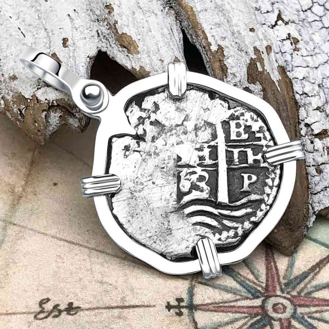 Pirate Era 1663 Spanish 1 Reale Piece of Eight Sterling Silver Pendant