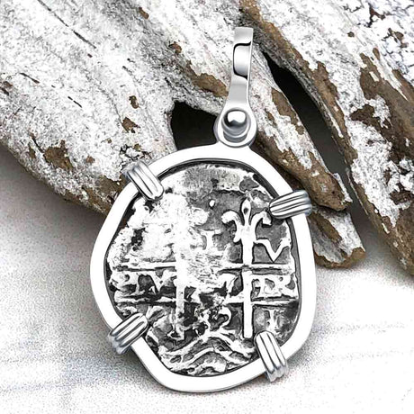 Pirate Era 1682 Spanish 1 Reale Piece of Eight Sterling Silver Pendant