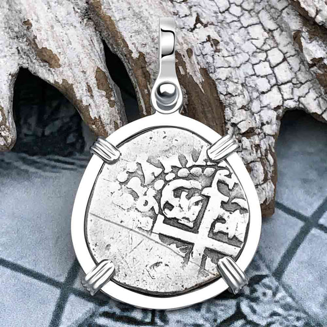 Pirate Era 1688 Spanish 1 Reale Piece of Eight Sterling Silver Pendant