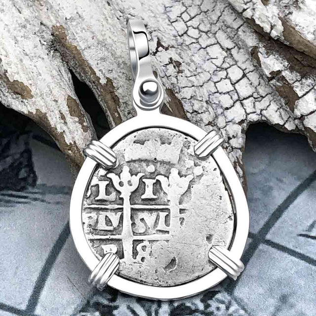 Pirate Era 1688 Spanish 1 Reale Piece of Eight Sterling Silver Pendant