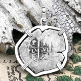 Pirate Era 1674 Spanish 1 Reale Piece of Eight Sterling Silver Pendant