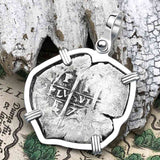 Pirate Era 1674 Spanish 1 Reale Piece of Eight Sterling Silver Pendant