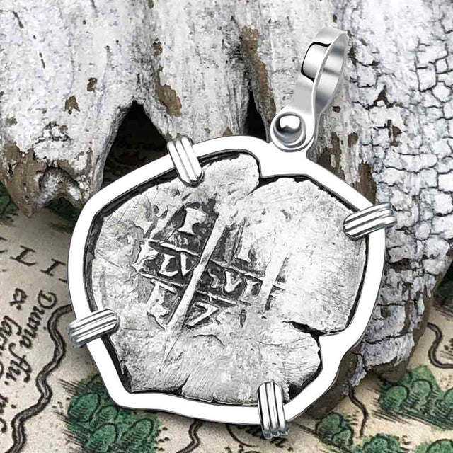 Pirate Era 1674 Spanish 1 Reale Piece of Eight Sterling Silver Pendant