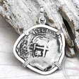 Pirate Era 1664 Spanish 1 Reale Piece of Eight Sterling Silver Pendant