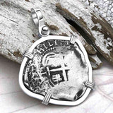 Pirate Era 1664 Spanish 1 Reale Piece of Eight Sterling Silver Pendant