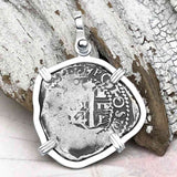 Pirate Era 1664 Spanish 1 Reale Piece of Eight Sterling Silver Pendant