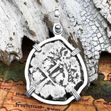 Pirate Era 1692 Spanish 1 Reale Piece of Eight Sterling Silver Pendant