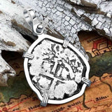 Pirate Era 1692 Spanish 1 Reale Piece of Eight Sterling Silver Pendant