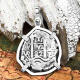 Pirate Era 1692 Spanish 1 Reale Piece of Eight Sterling Silver Pendant