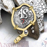 Dated 1677 Rimac River Good Luck Spanish 1/2 Reale Piece of Eight 14K Gold Pendant