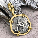 Pirate Era 1737 Spanish 1 Reale Cob Piece of Eight 14K Gold Pendant