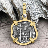 Pirate Era 1737 Spanish 1 Reale Cob Piece of Eight 14K Gold Pendant
