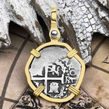 Pirate Era circa 1694 Spanish 1 Reale Cob Piece of Eight 14K Gold Pendant | Artifact #5544