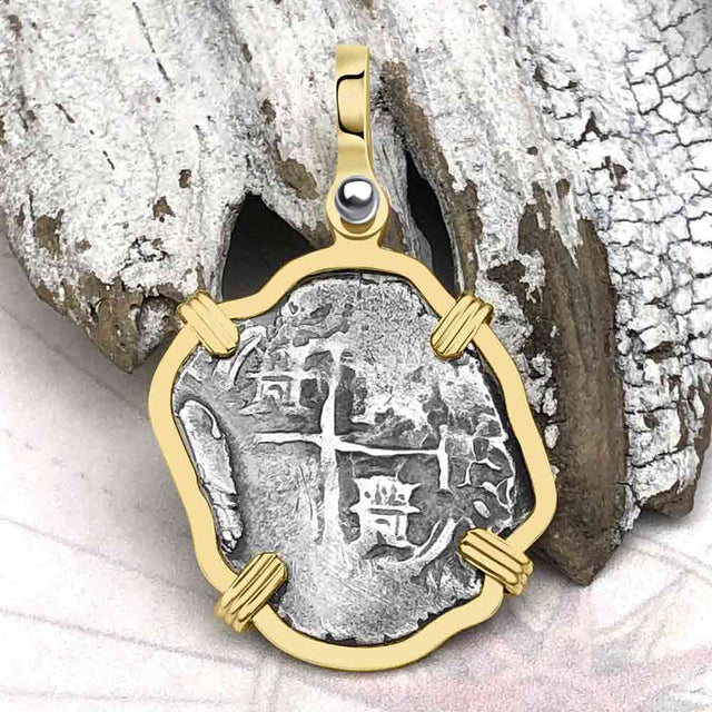 Pirate Era 1699 Spanish 1 Reale Cob Piece of Eight 14K Gold Pendant