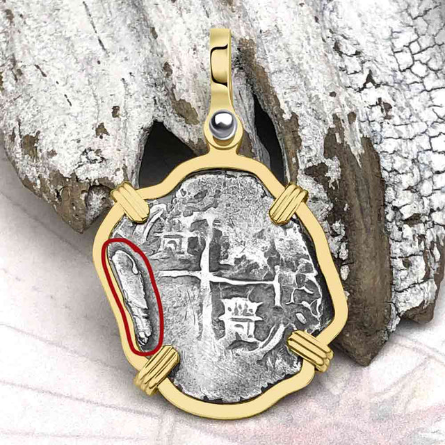 Pirate Era 1699 Spanish 1 Reale Cob Piece of Eight 14K Gold Pendant