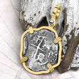 Pirate Era 1699 Spanish 1 Reale Cob Piece of Eight 14K Gold Pendant