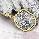 Pirate Era 1699 Spanish 1 Reale Cob Piece of Eight 14K Gold Pendant