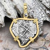 Heart Shaped Pirate Era 1692 Spanish 1 Reale Cob Piece of Eight 14K Gold Pendant