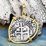 Princess Louisa Shipwreck Dated 1732 2 Reale Piece of Eight 14K Gold Pendant