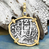 Princess Louisa Shipwreck Dated 1732 2 Reale Piece of Eight 14K Gold Pendant