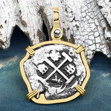 Princess Louisa Shipwreck Dated 1738 2 Reale Piece of Eight 14K Gold Pendant