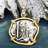 Princess Louisa Shipwreck Dated 1738 2 Reale Piece of Eight 14K Gold Pendant