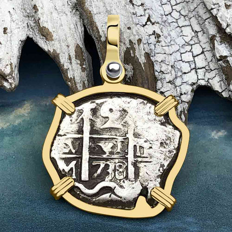 Princess Louisa Shipwreck Dated 1738 2 Reale Piece of Eight 14K Gold Pendant