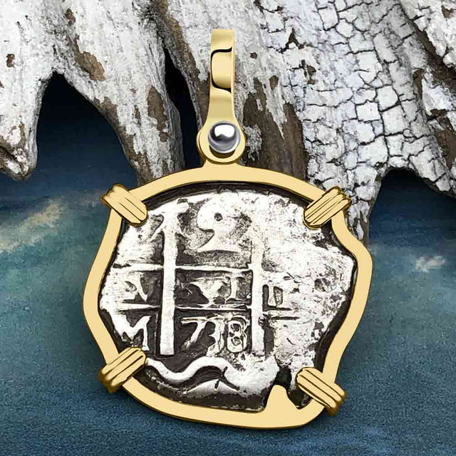Princess Louisa Shipwreck Dated 1738 2 Reale Piece of Eight 14K Gold Pendant