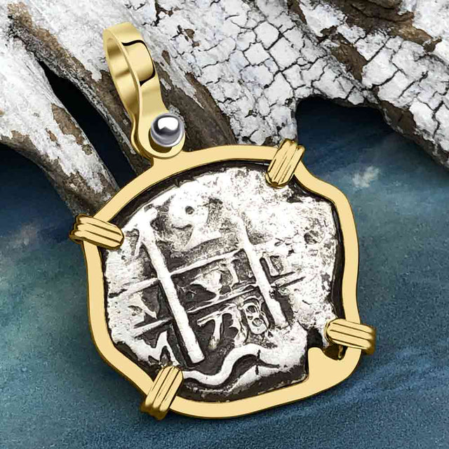 Princess Louisa Shipwreck Dated 1738 2 Reale Piece of Eight 14K Gold Pendant