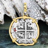 Princess Louisa Shipwreck Dated 1738 2 Reale Piece of Eight 14K Gold Pendant