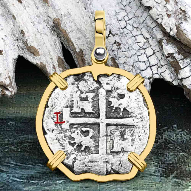 Princess Louisa Shipwreck Dated 1738 2 Reale Piece of Eight 14K Gold Pendant