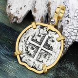 Princess Louisa Shipwreck Dated 1738 2 Reale Piece of Eight 14K Gold Pendant