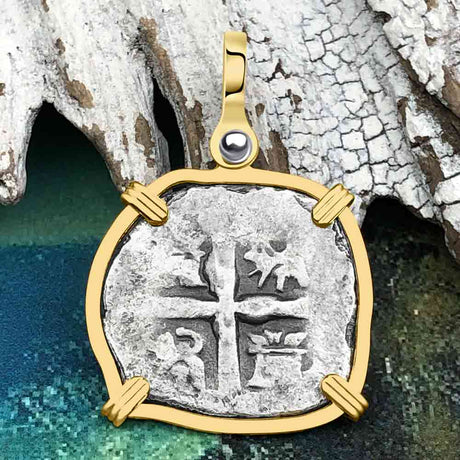 Princess Louisa Shipwreck Dated 1737 2 Reale Piece of Eight 14K Gold Pendant