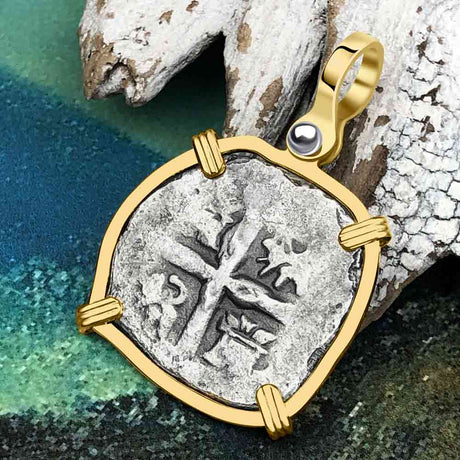 Princess Louisa Shipwreck Dated 1737 2 Reale Piece of Eight 14K Gold Pendant