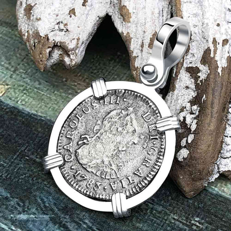El Cazador Shipwreck 1783 1/2 Reale Piece of 8 Sterling Silver Pendant