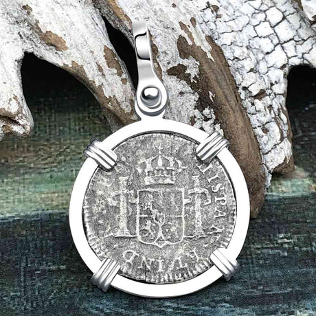 El Cazador Shipwreck 1783 1/2 Reale Piece of 8 Sterling Silver Pendant