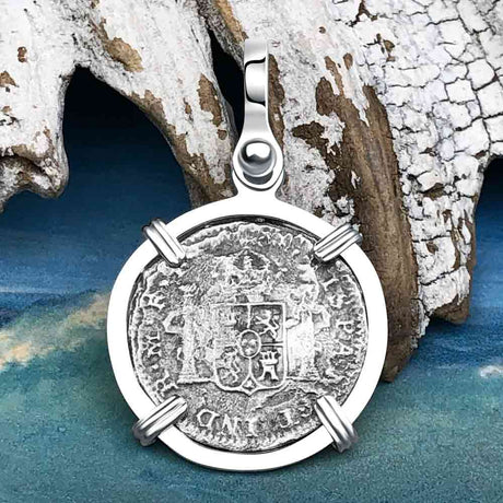 El Cazador Shipwreck 1778 1/2 Reale Piece of 8 Sterling Silver Pendant