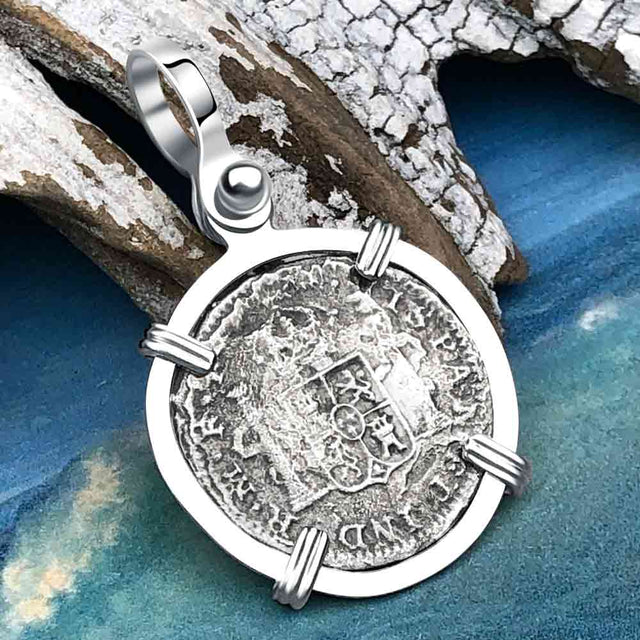 El Cazador Shipwreck 1778 1/2 Reale Piece of 8 Sterling Silver Pendant
