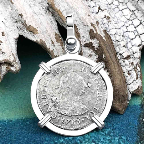 El Cazador Shipwreck 1783 1/2 Reale Piece of 8 Sterling Silver Pendant