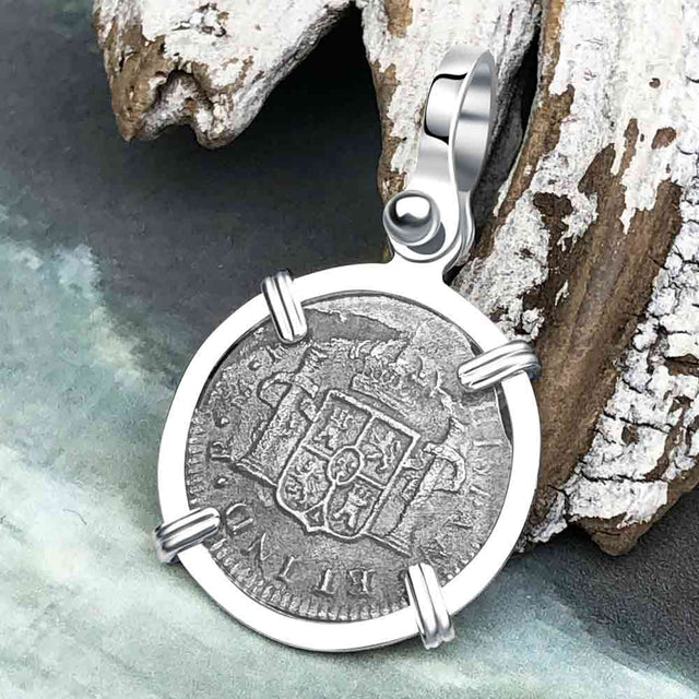 El Cazador Shipwreck 1783 1/2 Reale Piece of 8 Sterling Silver Pendant