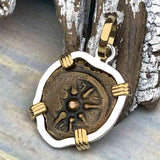 Rare Heart Shaped Biblical Widow's Mite 14K Gold and Sterling Silver Pendant