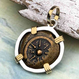 Biblical Widow's Mite 14K Gold and Sterling Silver Pendant 